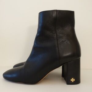 Tory Burch Black Leather Ankle Boots Block Heel 6.5